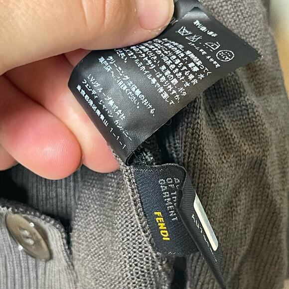 Fendi Long Sleeve V Neck Merino Wool Cardigan Sweater Gray IT 44 US 8 - Picture 12 of 13